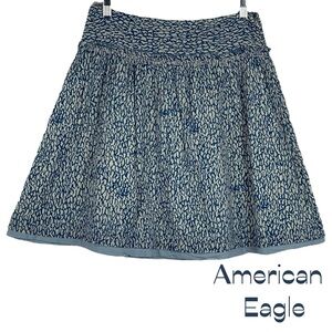 American Eagle Blue Cream Pure Cotton Coastal CowGirl Ruffled Skirt Size 2